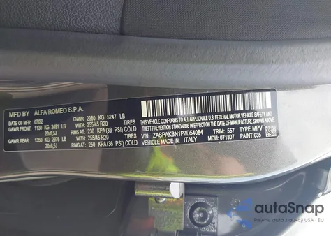 2023 Alfa Romeo Stelvio Veloce Awd from USA, damaged, VIN ZASPAKBN1P7D54084